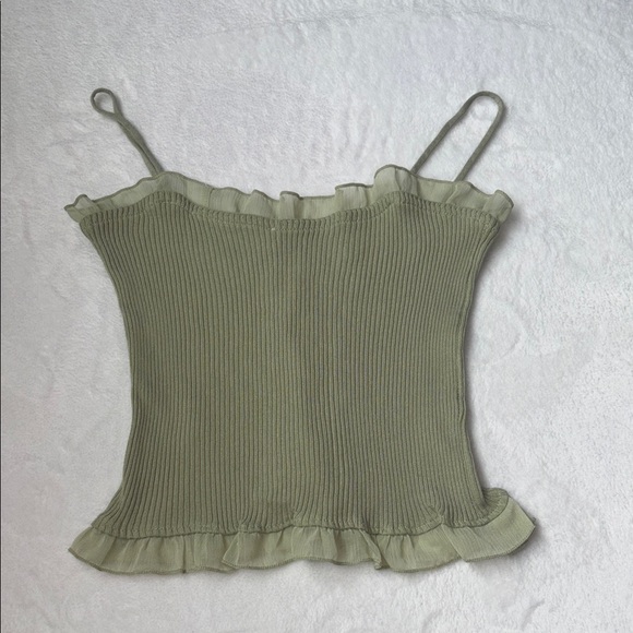 SHEIN Tops - Olive Green Ribbed Camisole Top
